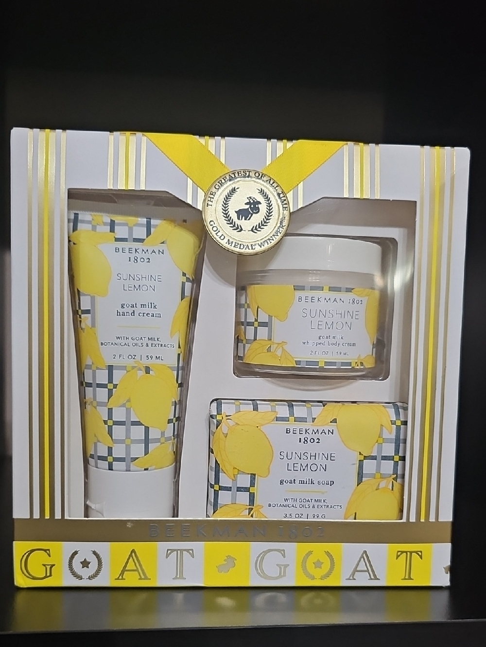 Beekman 1802 Sunshine Lemon 3-Piece Discovery Gift Set in Gift Box, NWT